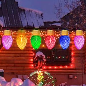 C9 Jumbo Multicolor Strawberry Hanging String Lights with 10 LED Bulbs, 16Ft C9 Hanging Christmas Lights for Indoor Outdoor Roof Garden Yard Tree Home Decor