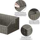 Rattan Storage Baskets, Handwoven Wicker Storage Bins with Built-in Handles, Storage Container Baskets for Shelves, Bedroom, Bathroom, Laundry Room or Kitchen(Grey) 11"D x 16.3"W x 6.7"H