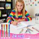 3 x 24 Pcs Valentines Day 6-In-1 Multicolor Retractable Ballpoint Pens Bulk with Cards Party Favors School Office Gifts Exchange Classroom Rewards Goodie Bags for Kids Students Teachers Teens Adults
