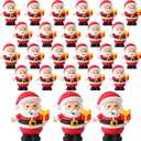 Chunful 25 Pcs Christmas Mini Santa Figurines Holding a Gift Tiny Santa Rubber Figure to Hide and Seek Small Classic Statue Xmas Party Supplies Gifts for Xmas Fairy Garden Home Table Decor