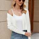 Newshows Cropped Cardigan Sweaters For Women 2026 Crew Neck Button Down Open Front Knit Bolero Shrugs (White, L)