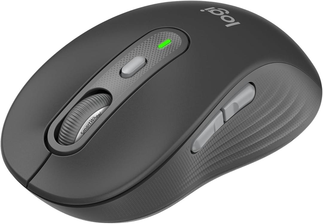Logitech Signature Plus M750 Wireless Mouse  for Small to Medium Hands, SmartWheel, Bluetooth, Multi Device, 24-Month Battery, Silent Clicks, Customizable Side Buttons, Contoured Shape - Graphite