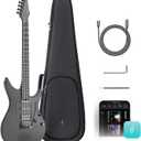 Enya Inspire 39" Smart Electric Guitar - Carbon Fiber Body with Built-in 15W Speaker, 20 Tones & App Control, 4 Presets, Bluetooth, Gig Bag Included (Black)