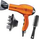 Infiniti PRO CONAIR Hair Dryer with Diffuser, Professional AC Motor, Tourmaline Ceramic Technology Blow Dryer, Includes Concentrator and Blowout Brush, Orange