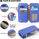 Antsturdy 2 in 1 Detachable for iPhone 15 Plus Wallet case with Magsafe,RFID Blocking Magnetic Wireless Charging PU Leather Phone case Flip Folio Cover Card Holder Wrist Strap Women,Purple Blue