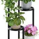 viewcare 4-Tier Plant Stand, Heavy Duty Metal Planter Rack -Indoor/Outdoor Shelves - Display Multiple Flower Pots, Iron Plant Organizer for Living Room, Patio & Garden (Black)