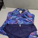 Women's Tankini Swimsuits - Two Piece Swimsuit Tummy Control Bathing Suit 2025 Twist V Neck Swimwear (X-Large, Blue Purple Leaves)