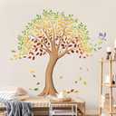 Colorful Large Fall Tree Wall Decals Autumn Tree Leaves Wall Stickers Peel and Stick Wall Art Decor for Kids Bedroom Baby Nursery Living Room Decor