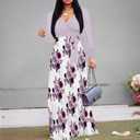 PinkPatty Women's Long Sleeve Maxi Dress Plus Size Trendy Wedding Guest Wrap Dress with Pockets&Belt (Purple, XXXL)