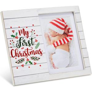 Juvale My First Christmas Picture Frame for 4x6 and 5x7 Inch Photos Photo Frame (9.8 x 7.8 In)