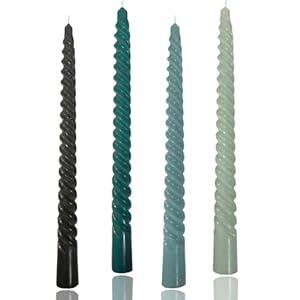 10 inch Gradual Spiral Color Taper Candles Set of 4 Pack Tapered Candle, Tall Candlesticks, for Dinner Party Wedding, Holiday Spring, Home Decor, Kitchen Decor (4, Green Series, 10inch)