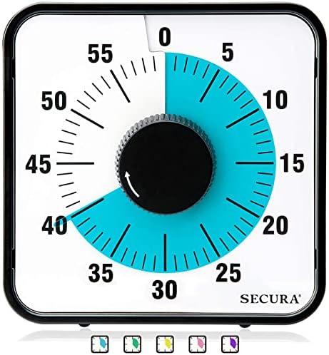 Secura 60-Minute Visual Countdown Timer, 7.5-Inch Oversize Classroom Visual Timer for Kids and Adults, Durable Mechanical Kitchen Timer Clock with Magnetic Backing (Blue)