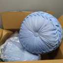 Teieas 2 Pcs Round Throw Pillows Decorative Pumpkin Velvet Boho Pleated Bed Pillows Back Support for Couch Chair Dorm Car 14.96'' (Sky Blue)