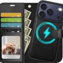 OCASE for iPhone 17 Pro Max Detachable Wallet Case with Card Holder, 2 in 1 PU Leather Flip Folio with RFID Blocking Stand Wrist Strap Shockproof Phone Cover 6.9 Inch 2025, Litchi Black