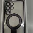 ETPESOK Compatible with Samsung Galaxy S25 Ultra Case with Magnetic Ring Stand [Compatible with Mag-Safe] [Full Camera Lens Protector] Plating Clear Phone Case for S25 Ultra 6.9", Black