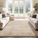 Fluffy Rug Shaggy Area Rug, Beige 8x10 Area Rugs for Living Room, Large Shag Area Rugs for Bedroom Kids Room Home Decor, Upgrade Anti-Skid Rectangular Fuzzy Rugs