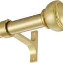 Brass Curtain Rods for Windows 72 to 144 Inch, Heavy Duty 1 Inch Diameter Single Curtain Rods, Telescoping Drapery Rods with End Cap Finials, Wall Mount and Ceiling Mount Curtain Rods (72-144", Brass)