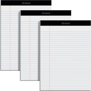 Oxford 8.5 x 11.75 Inch Legal Pads, 3 Pack, Wide Ruled on Both Sides, White Paper, 50 Perforated Sheets Per Writing Pad, Proudly Made in the USA (1017036)