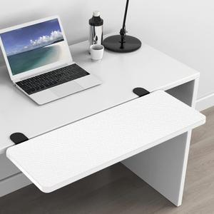 Ergonomics Desk Extender Tray, Suitable for Office. Foldable, Punch-Free Clamp on.Computer Keyborad Tray, Desk Extension Board(21.65"*9.45"(55cm*24cm), White Carbon Fiber)
