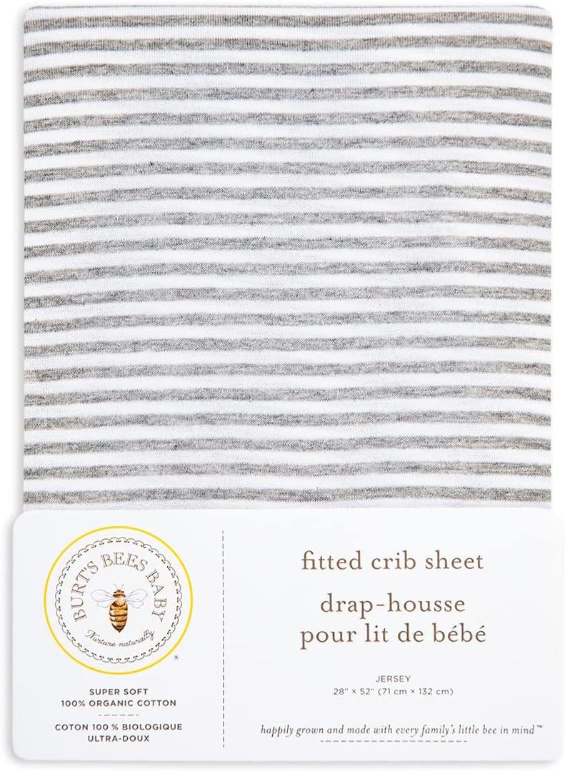 Burt's Bees Baby - Fitted Crib Sheet, Girls Boys & Unisex 100% Organic Cotton Crib Sheet for Standard Crib & Toddler Mattresses