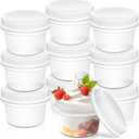 10 Pack 8oz Reusable Small Plastic Containers with Screw Lids, Small Food Storage Freezer Containers, Deli Containers Stackable Food Storage Jars, Sauce Condiment Jars Lunch Box Accessories
