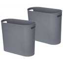 Small Trash Can Plastic Bathroom Wastebasket 3.2 Gallon Slim Garbage Container Bin with Handle for Home Kitchen Bathroom Bedroom Office, 2 Pack (Grey)