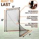 Lacrosse Goal Net (6'W x 6'H x 7'D) Folding Lacrosse Net for Backyard | Powder Coated Steel Frame, UV Treated Netting, Use with Rebounder & Backstop Goal Nets [Includes Carrying Bag & U Stakes]