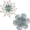 hogardeck Metal Flower Wall Decor, 2 PCS 11" Metal Farmhouse Wall Decor, Floral Metal Wall Art for Indoor Outdoor, Boho Wall Decor for Bathroom, Living Room, Kitchen, Bedroom, Porch, Garden, Yard