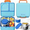 Fimibuke Bento Box for Kids Adult, BPA Free & Leakproof Toddler Lunch Box with 8.5oz Insulated Food Jar, Utensils & Sauce Jar, Dishwasher Safe 3 or 4 Compartment Container for School Girl Boy (A12. Ocean Life)