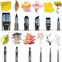 Transon Artist Paint Brush Set of 12 for Watercolor Acrylic Gouache Oil and Tempera Painting