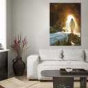 Christian Jesus Wall Art Jesus Leaves the Tomb Canvas Painting Resurrected Savior Leaves the Tomb Posters Prints He Is Risen Pictures for Church Home Bedroom living room Home Wall Decor Framed