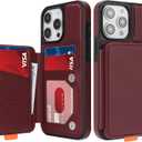 GUERNICA for iPhone 14 Pro (6.1") Case Wallet with Card Holder, RFID Blocking Leather Protection, Shockproof Women Men Phone Case for Apple 14 Pro, Wine Red