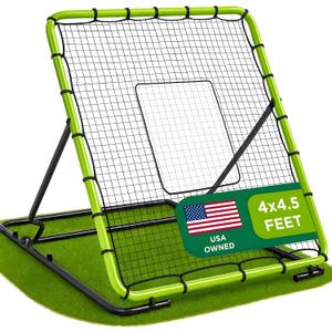 Baseball Rebounder Net 4x4.5 Ft Pitchback Trainer Bounce Back Fielding Net for Baseball and Softball Rebound Solo Practice with 3 Ball Return Angles