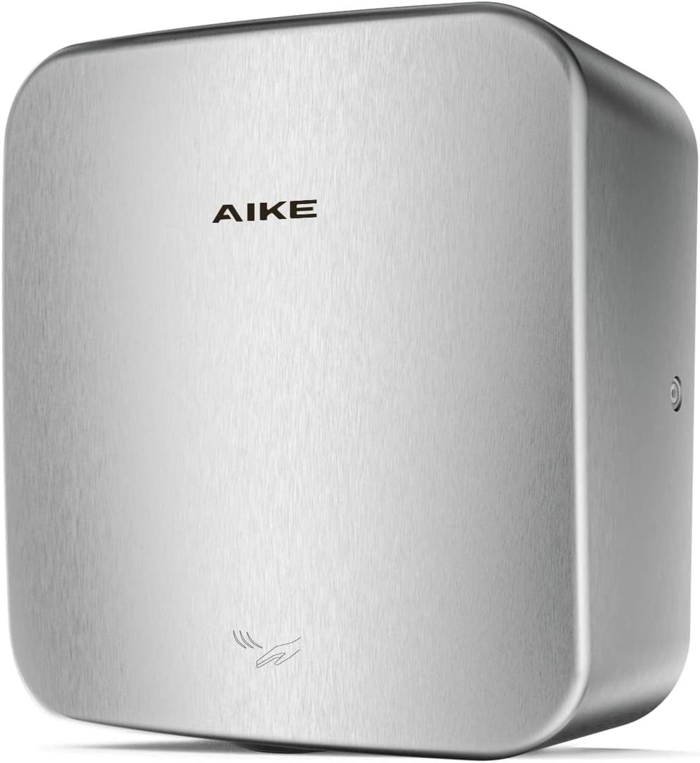 AIKE Heavy Duty Jet Cube High Speed Hand Dryer For Bathroom 110V 1400W, Model AK2800C Brushed Stainless Steel Cover