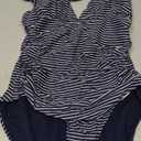 Body Factory Navy Stripe Halter One Piece Swimsuit, XL