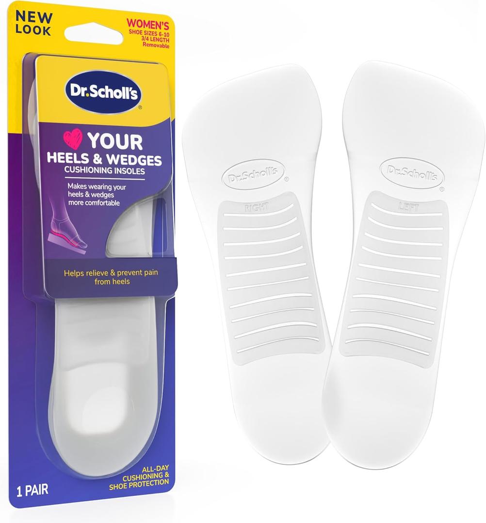 Dr. Scholl's Love Your Heels & Wedges 3/4 Length Insoles, All-Day Comfort for High Heeled Shoes, Relieve & Prevent Shoe Discomfort, Absorbs Shock, Arch Support, No-Show Discreet Insert, 1 Pair, Women size 6-10