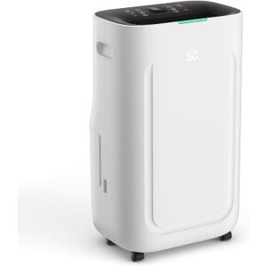5000Sq.Ft Dehumidifier 50-80 pint for Basement and Home with Drain Hose and 1.71 Gal Water Tank, Humidity Control, 24H-Timer, Auto Defrost (80 pints)