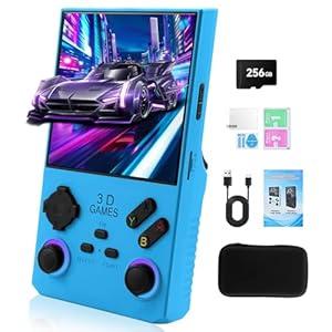 GWALSNTH V40 MAX Retro Handheld Game Console, 40000 Games Preloaded 256G TF Card, Built-in 49+ Emulators, 4.0 Inch 4K HD IPS Screen, 4000mAh Battery, Portable Pocket Video Game Console (Blue Color)