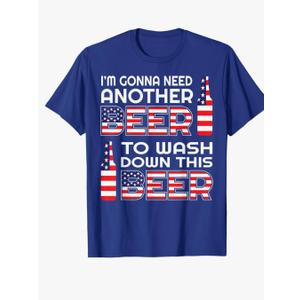 Funny Beer Drinking USA Flag 4th of July T-Shirt T-Shirt Size 2XL