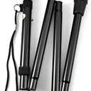 Folding Lightweight Walking Stick - Adjustable Aluminum Metal Collapsible Travel Cane with Non-Slip Rubber Base (Black)