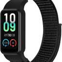 Solo Loop Nylon Bands for Amazfit Band 7, Breathable Sport Wirstband Adjustable Replacement Strap for Amazfit Band 7 Women Men (Black)