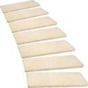 PURE ERA Bullnose Carpet Stair Treads Set Tape Free Non-Slip Indoor Stair Protectors Pet Friendly Rugs Covers Soft Skid Resistant Washable Reusable 9.5" x 30" (14 Pieces, Light Beige)