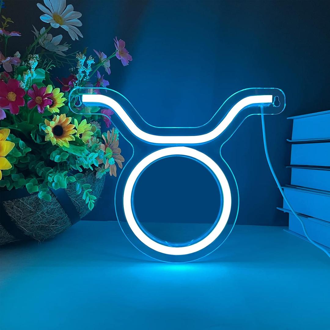 The Zodiac Horoscope Neon Sign, Taurus LED Neon Signs for Wall Decor, Astrology Zodiac Horoscope Neon Lights Beautiful Spiritual, Birthday Party, Home Kids Room Decor Taurus