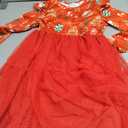 Christmas Little Girl's Flutter Shoulder Gingerbread Man Printed Tutu Dresses Swing Crew Neck Outfit Red 6 Years