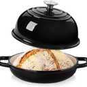 Velaze Enameled Cast Iron Dutch Oven for Bread Baking,5 QT Round Bread Oven Pot with Dome Lid for Sourdough, Roasting,Braising(Black)
