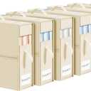 DIMJ Bed Sheet Organizers and Storage 6 Pack - Foldable Sheet Organizer for Linen Closet, Bedding Storage Box for organization, Sheets Set Holder for Blanke, Towel (King & Queen Size), Beige