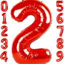 2 Numbers Balloon 40 Inch Red Two Balloon Number Birthday Decor, 2nd 12 21st Party Celebration Decorations Graduations Wedding Baby Shower