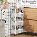 Slim Rolling Storage Cart, Laundry Room Organization and Storage Shelves for Between Washer and Dryer, Narrow Shelf Unit for Small Spaces, 4 Tier Thin Organizer Carts with Wheels for Bathroom, Kitchen