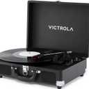 Victrola Journey II (2025 Model) – Bluetooth Suitcase Record Player – Built-in Stereo Speakers with Enhanced Bass, 3-Speed Turntable, Bluetooth Input and Output, RCA & Headphone Outputs (Black)