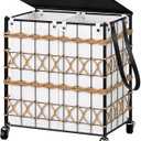 Double Laundry Hamper with Wheels and Lid, 120L Handwoven Laundry Basket